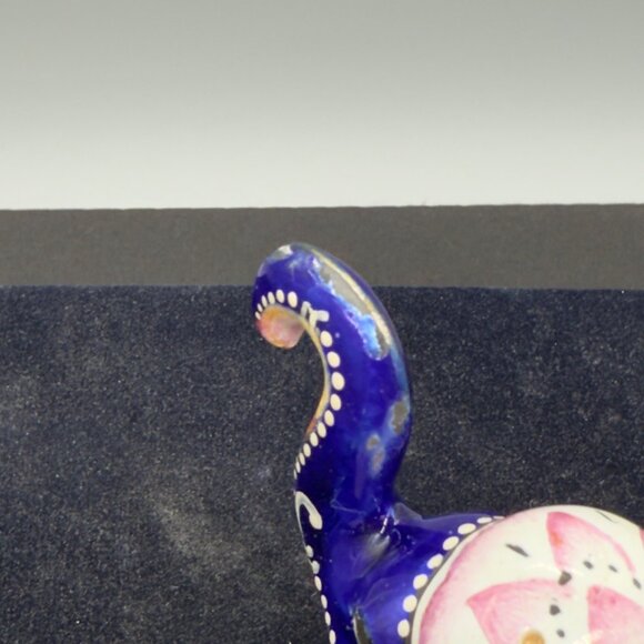 Vintage Hand Painted Meenakari Elephant Figurine With Beaded Accents 4"x3" - Picture 7 of 16